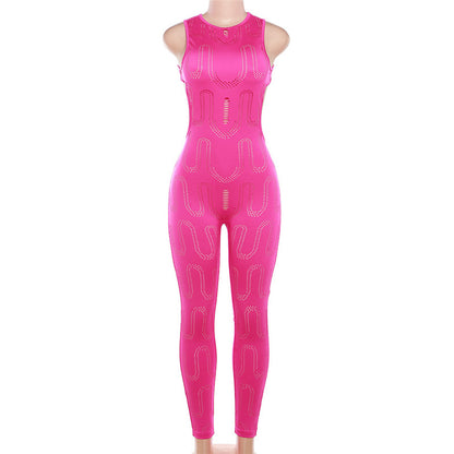 Sleeveless Hollow Out Slim Jumpsuit