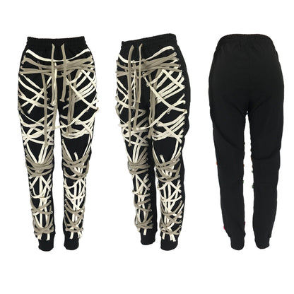 Casual Ribbon Criss Cross Jogger Pants